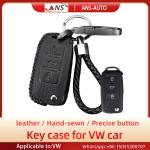 Black Hand Sewing Full Grain Leather Car Key Case For Volkswagen