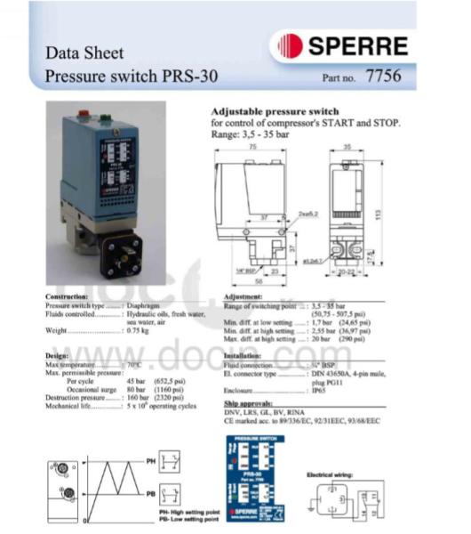 SPERRE PRS-30 7756 Air Compressor Spare Parts Adjustable Air Compressor Pressure