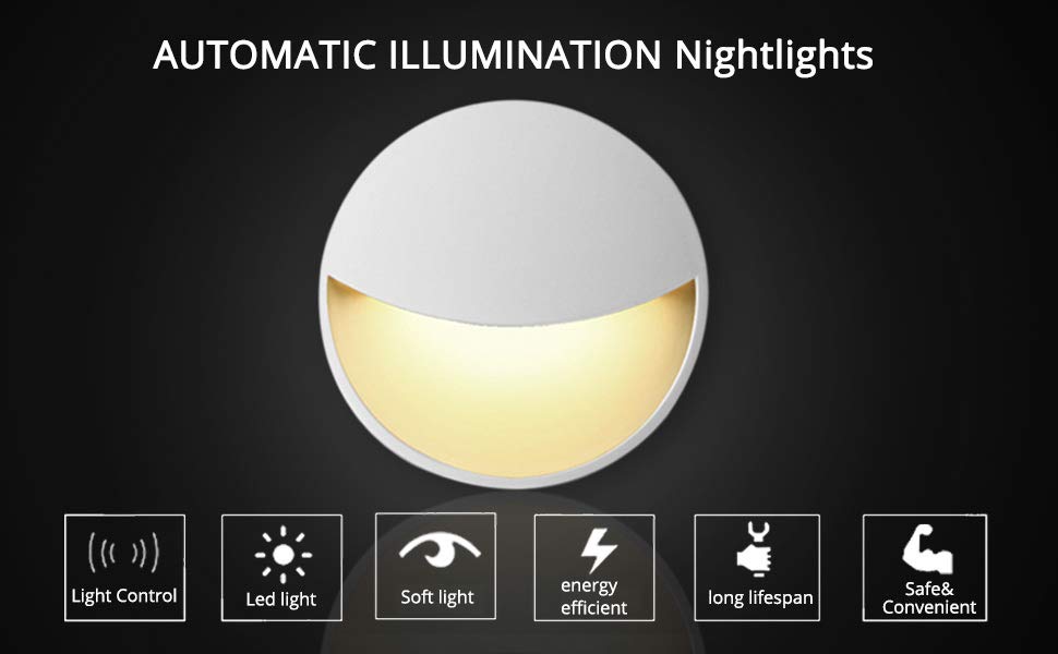 Plug-in LED Night Light Lamp Room with Auto Dusk to Dawn Sensor Electric 1-year EMC LVD