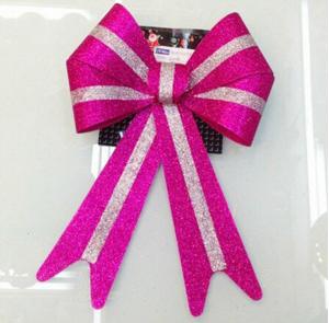 Quality Metallic PVC Holiday Decoration Ribbon Bow Tie , wrapping glitter ribbon bow wholesale