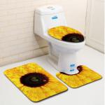 Animal Bathroom Mat 3 Piece Set Washable U Shaped Toilet Rug