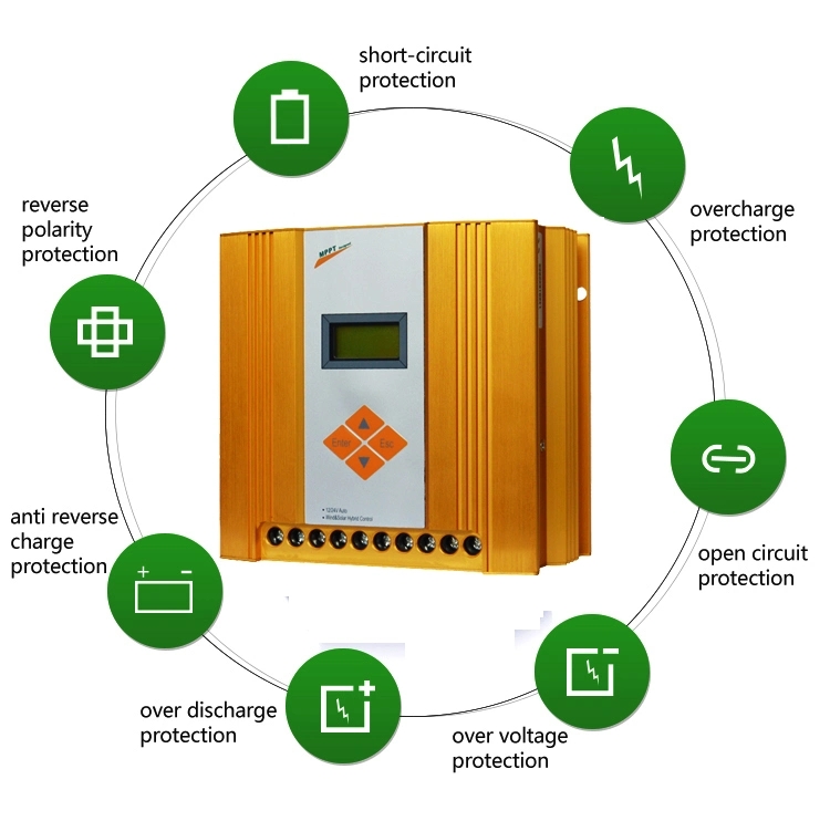 100-600W 12V Solar And Wind Controller Top Solar PWM LCD CE IEC Certificated