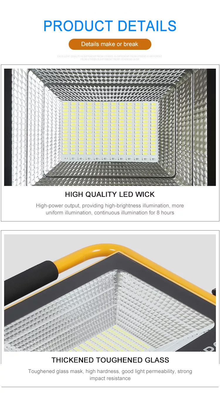 Lithium Battery LED Solar Powered Flood Lights 100W For Corridors