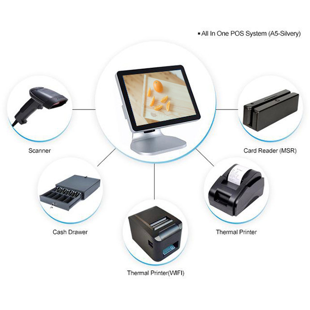 Interface USB Silver Color Point Of Sale Terminal High Brightness ROHS Certification