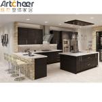 White Quartz Stone Top U Shape Kitchen Cabinet with Modern Stylish PVC Membrane