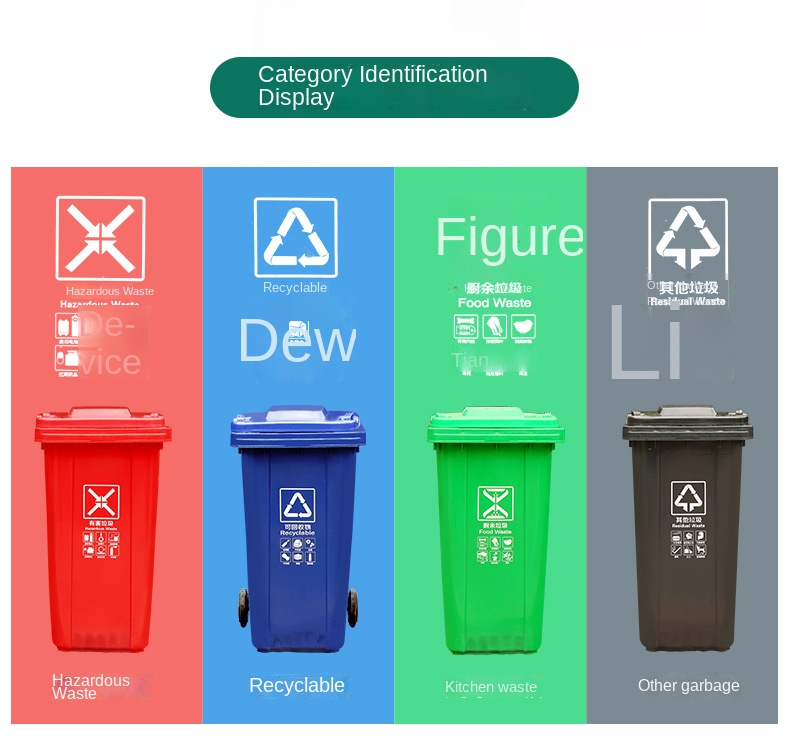 Eco Mobile Garbage Bin 240L HDPE 660L Garbage Bin For Public Place