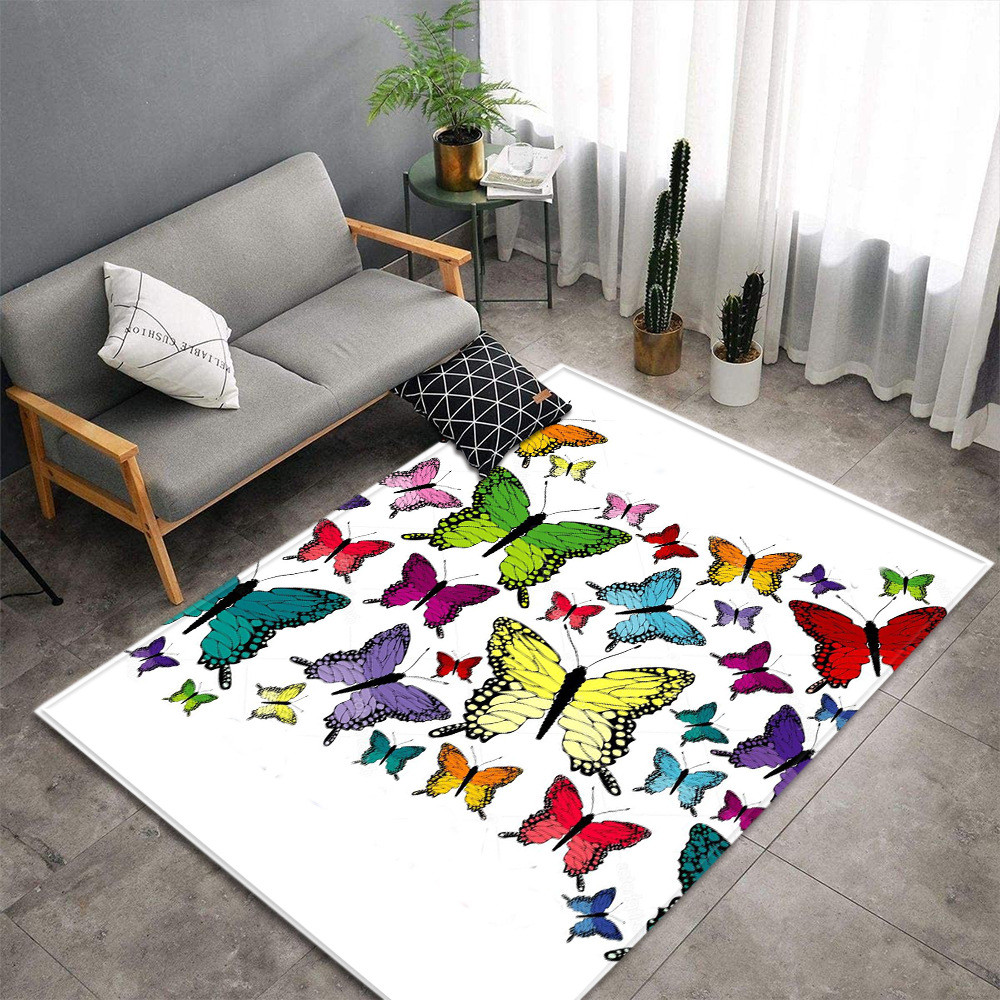Butterfly Living Room Floor Carpets Large Dining Room Rugs Machine Washable