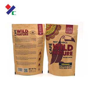 Quality Doypack Brown Kraft Paper Stand Up Bags Gravure Printing With Zipper wholesale