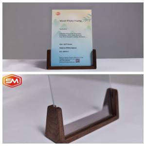 Quality Embedded Acrylic Photo Frame Tableholoder Wood Base wholesale
