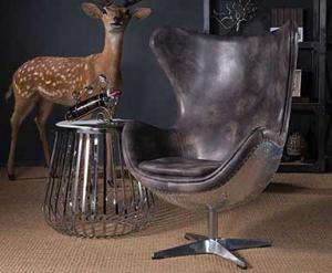 Quality Aluminium Brass Vintage Leather Aviator Egg Chair Fiberglass Inner Frame wholesale