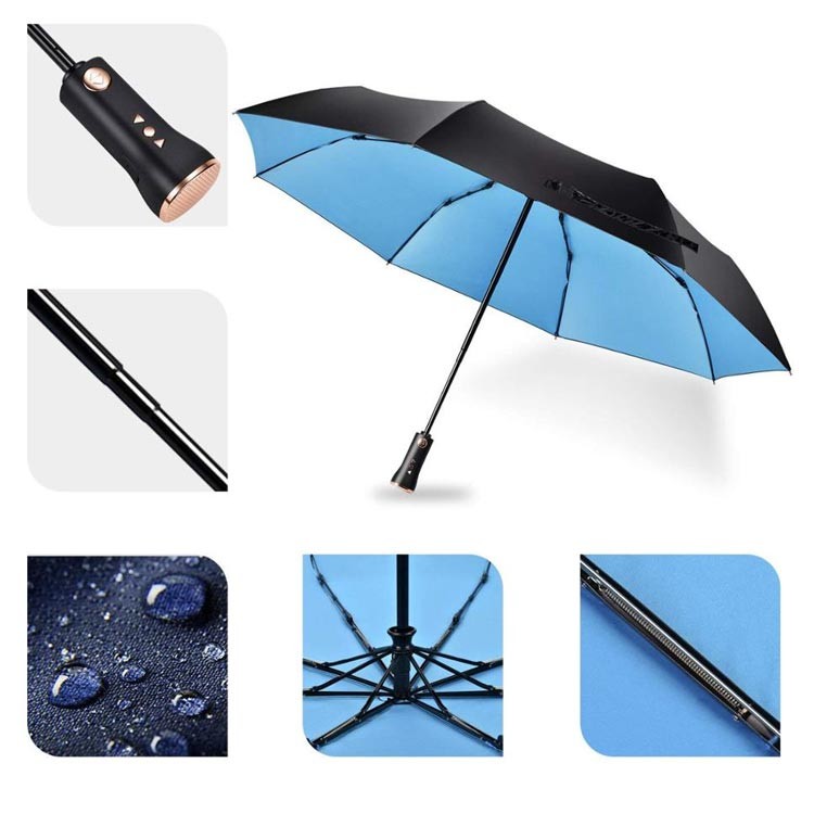 Automatic Open close Pongee 3 Fold Umbrella Dia38" with USB Music Player