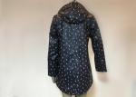 Windbread Water Proof Printed Ladies PU Jacket Coat Long Style Navy Color