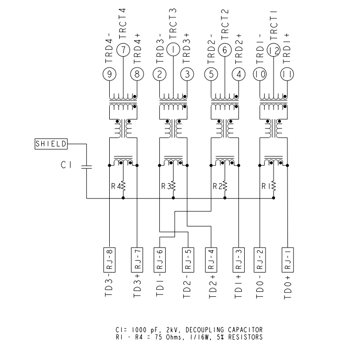 1-1840727-8 1000BASE-T RJ45 Magnetic Connector