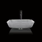 Shinning Square Countertop Bathroom Sink Chromed Electroplated Coloured Wash