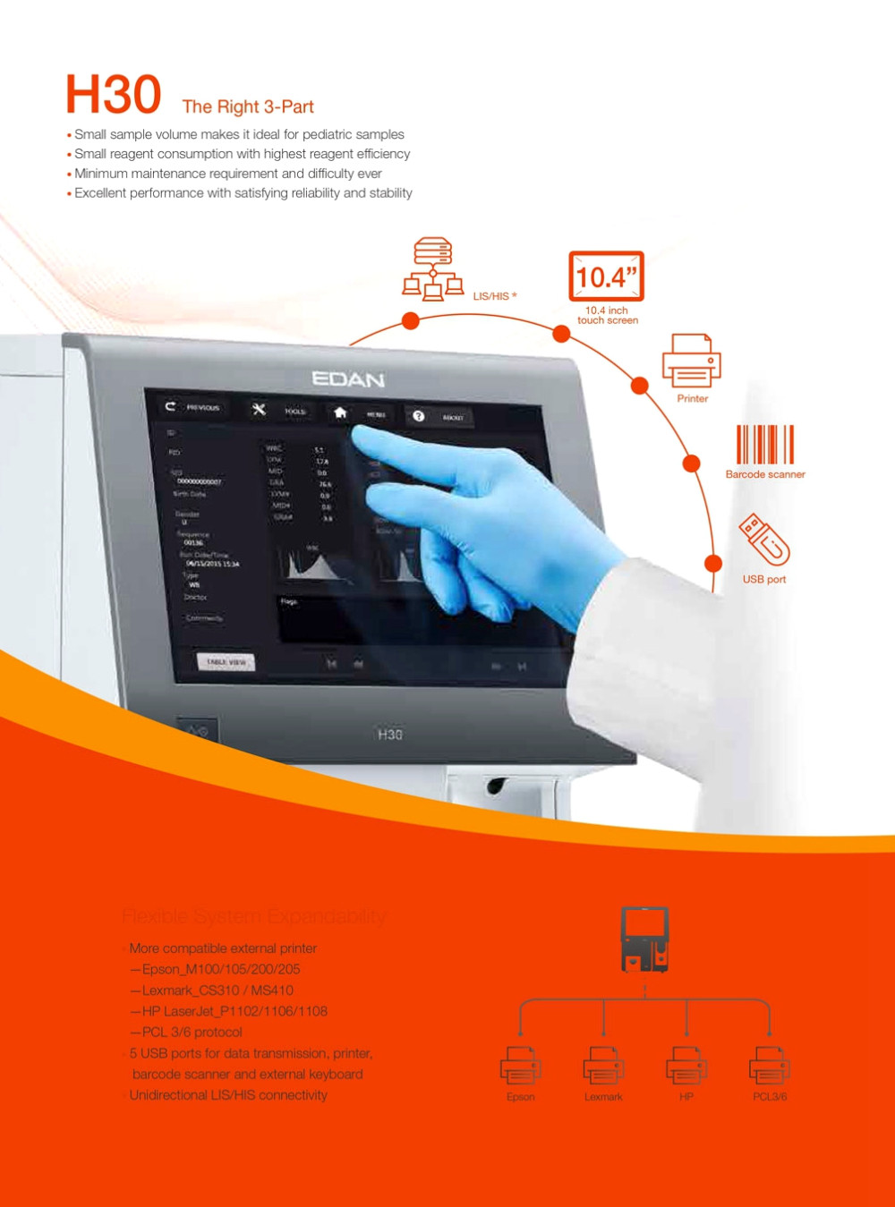 Cheapest Edan medical laboratory equipment Hematology Analyzer/Edan H30 3-Part Hematology Analyzer for hospital