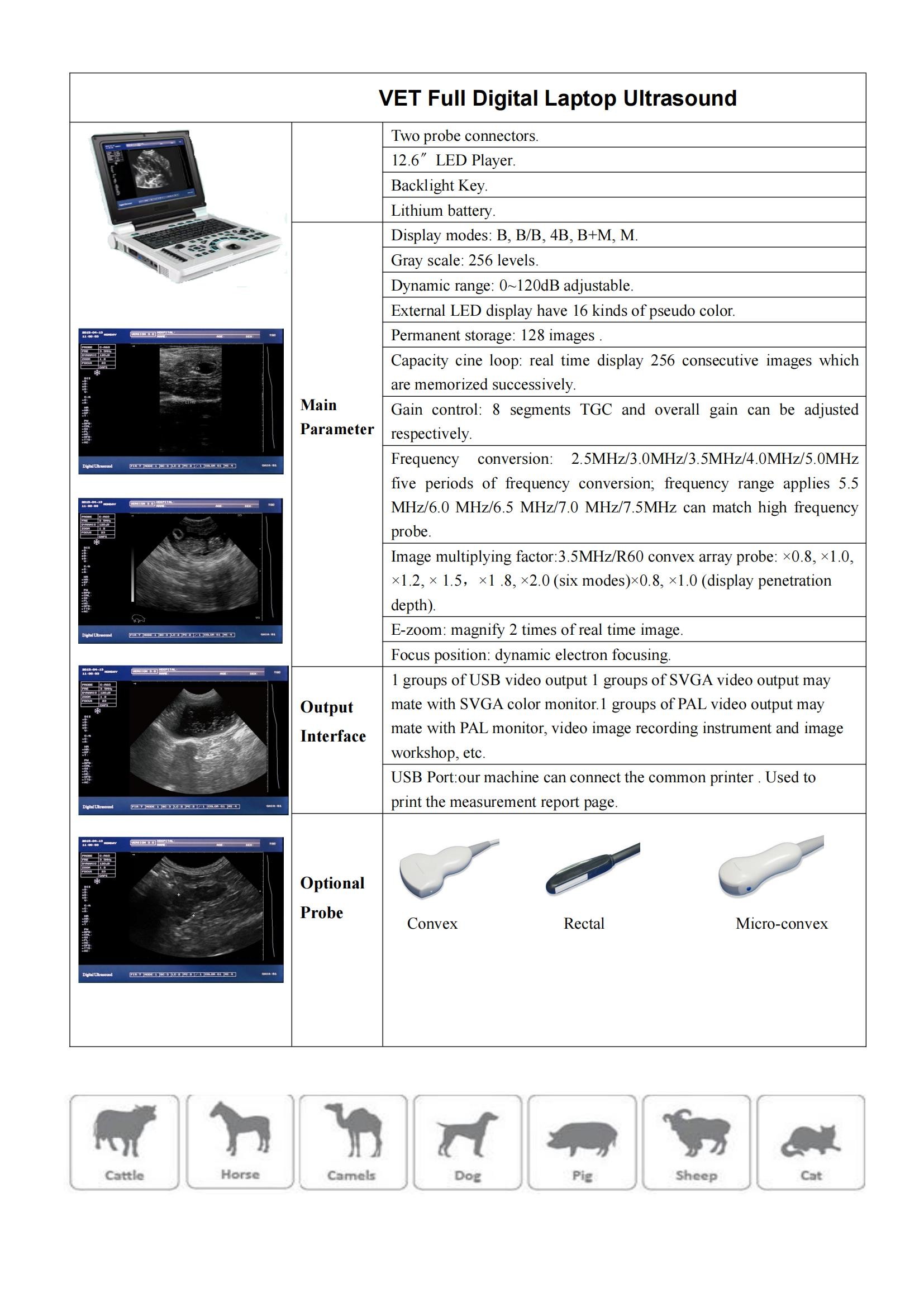 Wearproof Veterinary Ultrasound Machine Sheep Ultrasound Scanner 12.1 Inch SVGA