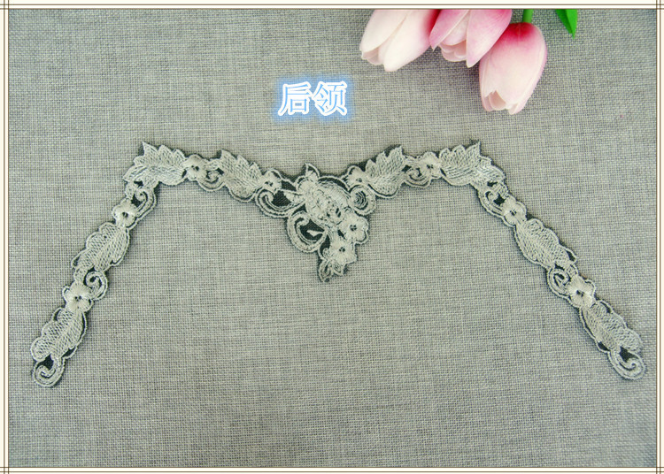 100%Polyester Embroidery Pajams Collar Lace Mesh Based Necklace Decoration