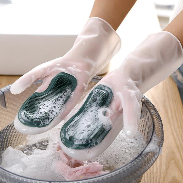 Silicone Dish Washing Gloves Reusable Cleaning Gloves Silicone Scrubber Gloves