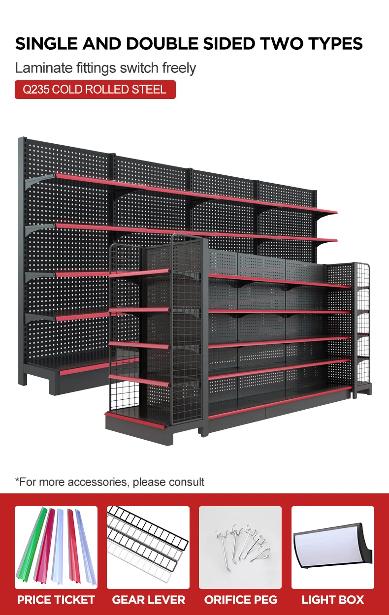 4 Layer Supermarket Display Rack Adjustable Shelf Height Removable