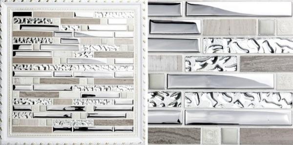Natural Glossy Stone Bathroom Shower Wall Tiles , Peel And Stick Backsplash