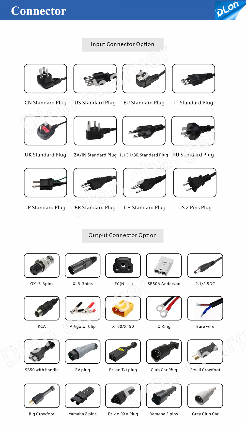 Smart yamaha waterproof golf cart charger 58.4V 18A lifepo4 48V 18A 20A lead acid btttery charger with yamaha plug
