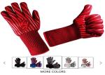 Red Heat Resistant Work Gloves , Aramid Fiber Material Bbq Grill Gloves
