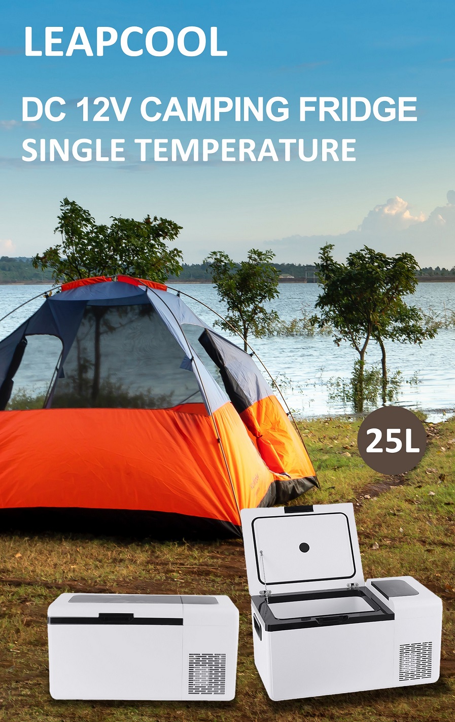 25L Portable Car Fridge Refrigerator 12V/24V Battery Powered For Camping