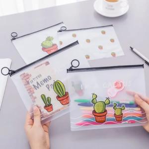 Quality Pvc Flat Cute Clear Pencil Pouch Case Transparent Stationery Pouch wholesale