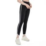 Rib Stitching White Stripes Yoga Pants Capri Women High Waist Sports Fitness