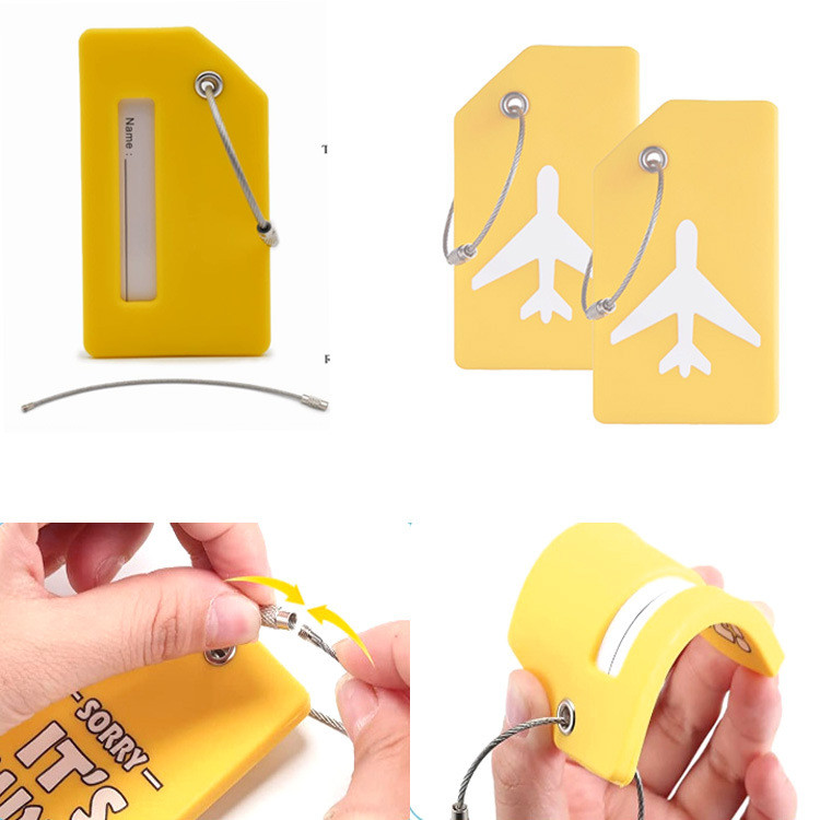Silicone Luggage Tags for Travel Suitcases Simple Cartoon Design Name Cards Included