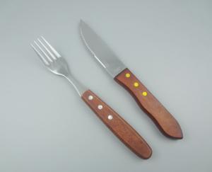 Quality Jumbo steak knife and fork with Wooden Handle wholesale