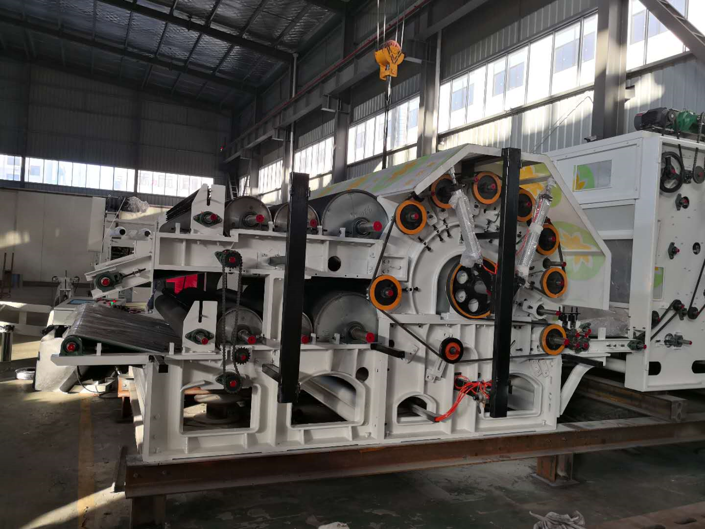 Double Roller Opening Wool Carding Machine Two Cylinder Double Doffer