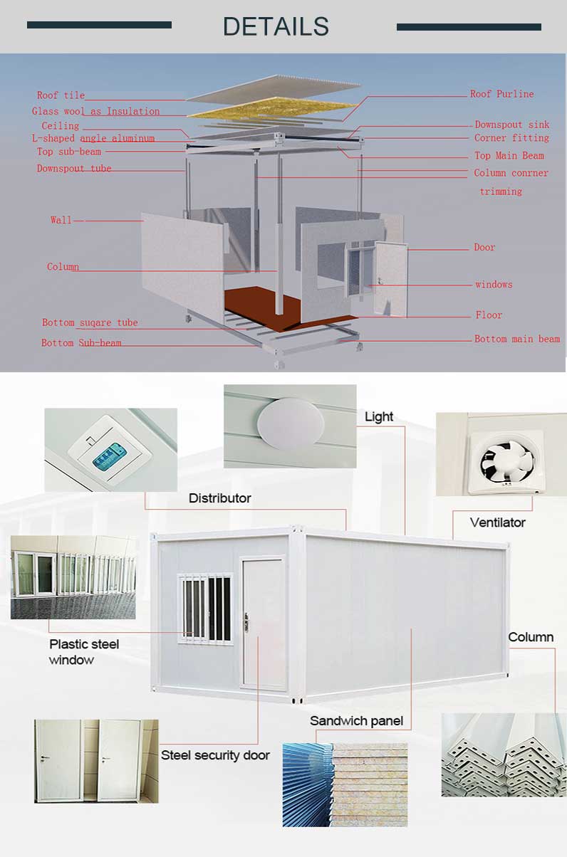 Zontop China Luxury Living Shipping 3 Bedroom Modular Prefabricated Home Prefab Bolt 20ft Expandable Container House