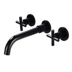 Two Cross Handles Centerset Bathroom Faucet Wall Mounted Widespread