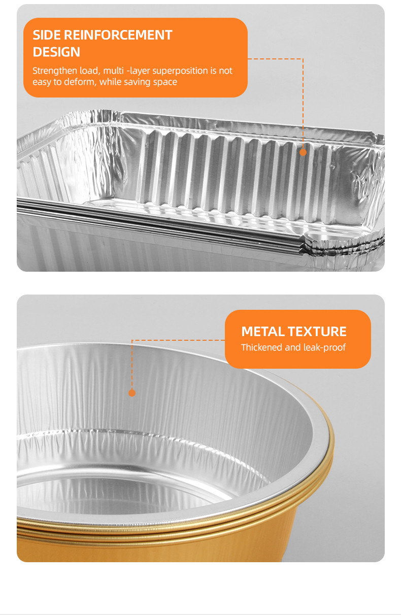 Round Aluminum Foil Lunch Box Barbecue Tin Foil Take Away Packaging Box