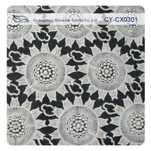 Quality Floral Embroidered Lace Fabric , Cotton Organza Scalloped Lace For Lady Dress wholesale