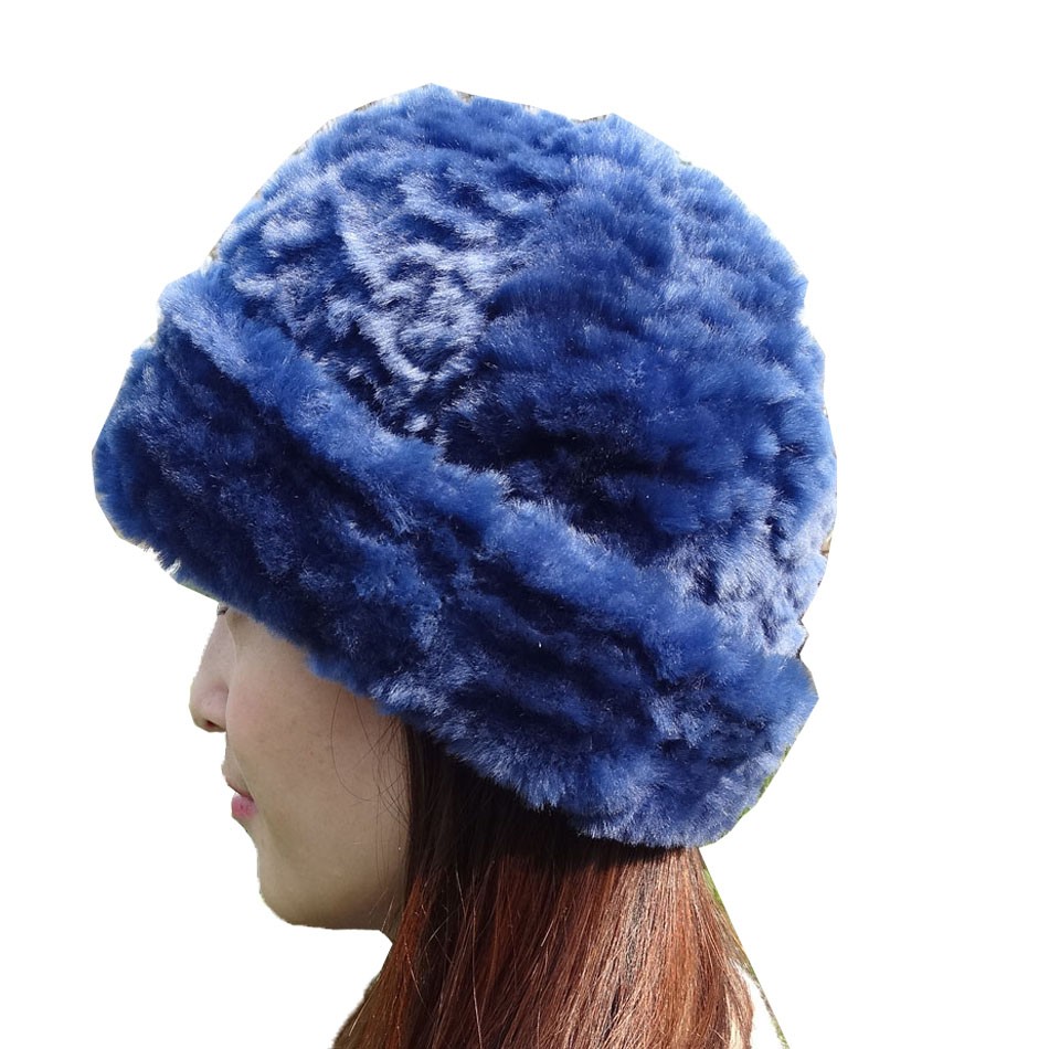 6 Panel Sheepskin Beanie Hat Shearling Lamb Fur Soft Warm For Winter