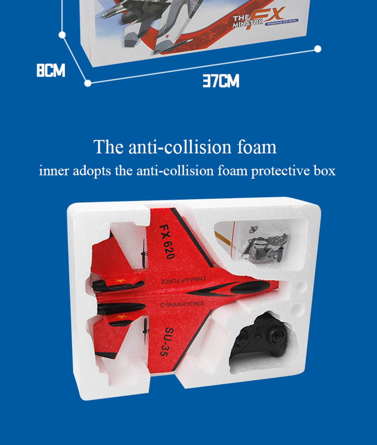 FX620 2.4GHz 2-Channel Foam RC Plane Model Glider RC Jet Airplane with Charging Time of 60 Mins and 3.7V 150mAh Battery