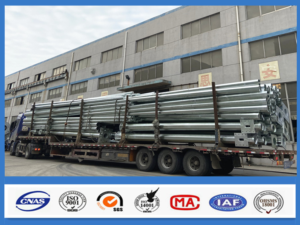 Galvanized Octagonal Steel Pole 30ft 130KG Weight With 500KGF Load