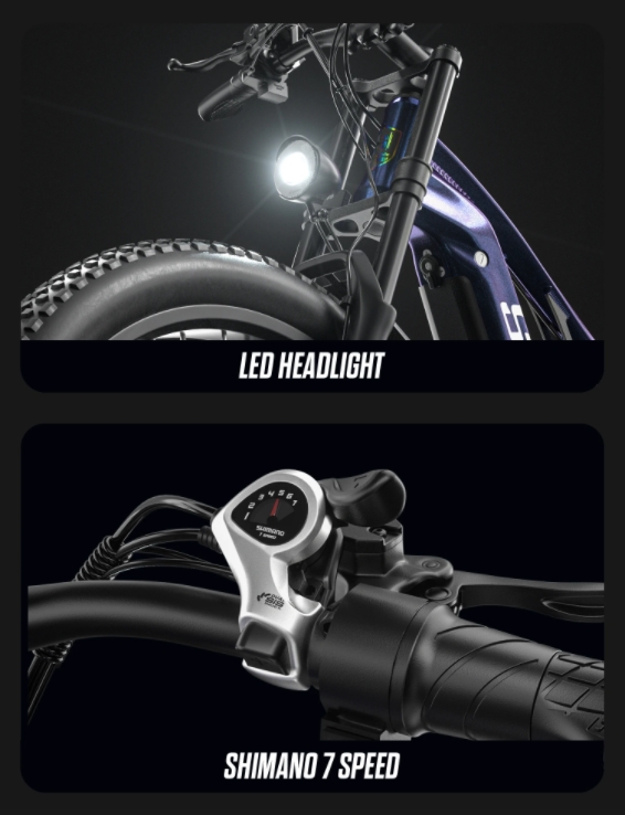500W Full Suspension Fat Tire Electric Bike With 48V 17.5AH Integrated Battery