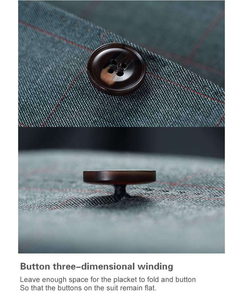Dark Plaid Single Breasted Double Slit Two Button 8cm Peak Lapel 3 Pieces Set Business Men's Suit