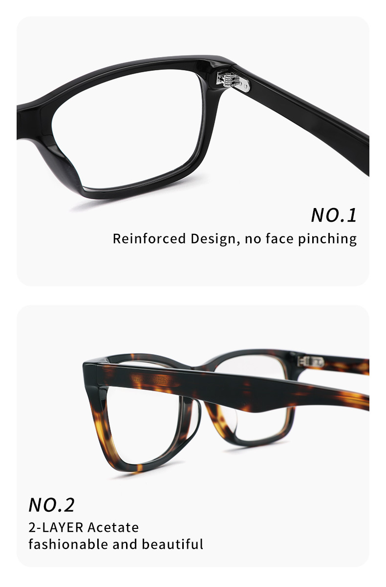 Square Non Prescription Acetate Frame Glasses Clear Lenses For Men Women