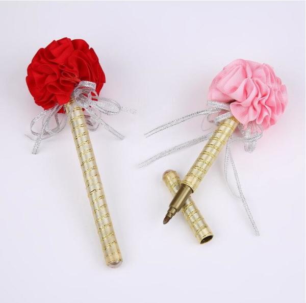 Wedding Creative Signature pen flower design with Ribbon pendants Wedding Gift