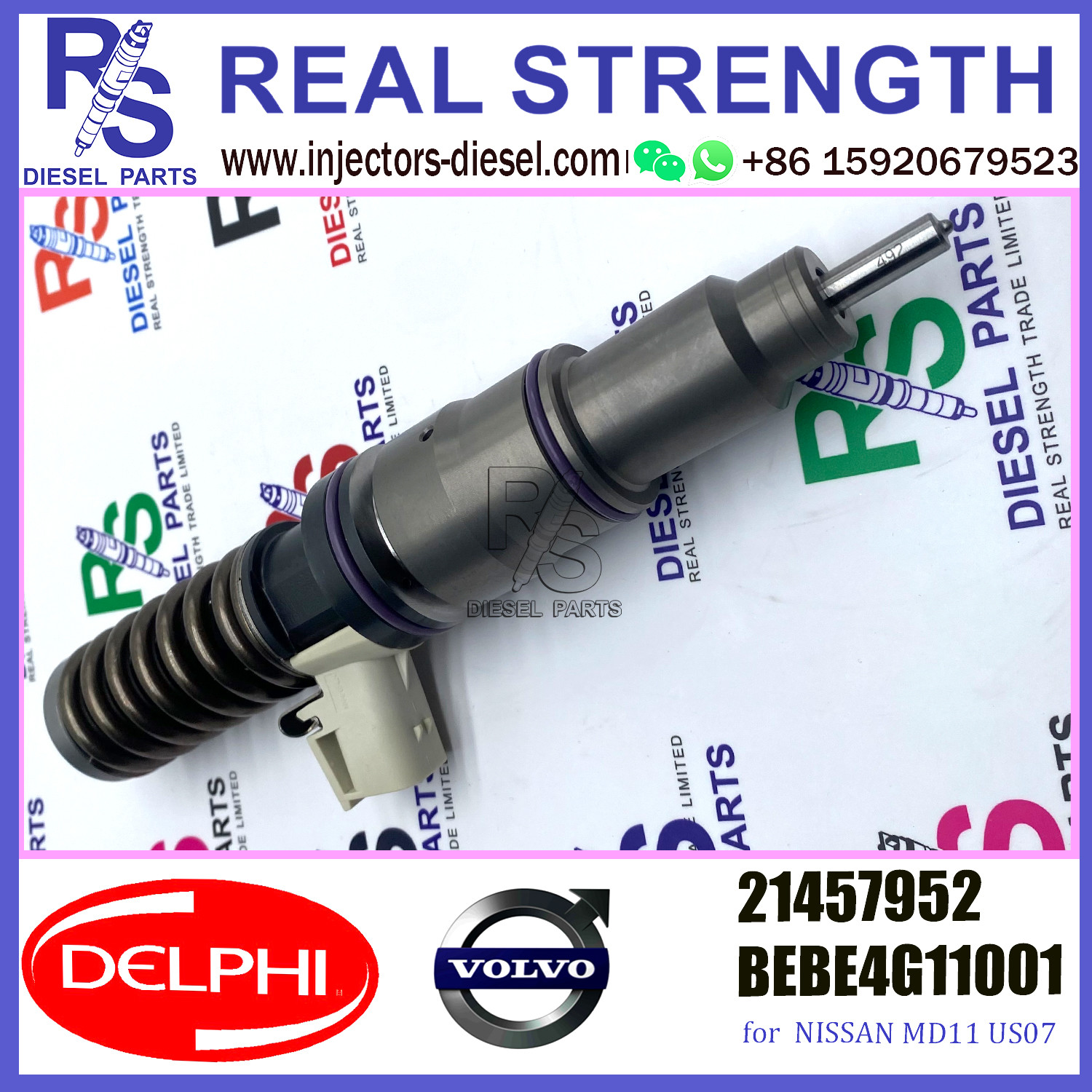 DELPHI 4pin injector 21457952 BEBE4G11001 Diesel pump Injector V-O-L-V 21457952 BEBE4G11001 E3.4 for NISSAN MD11 US07
