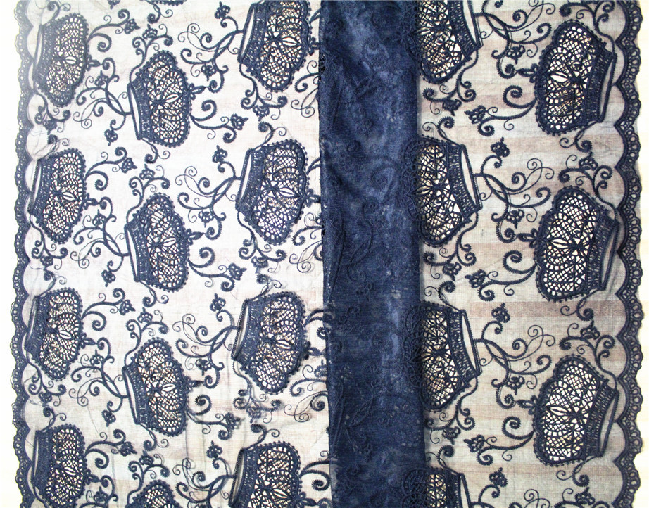 Apparel Accessories Mesh based Crown Style Embroidery Lace Fabric Crown in Different Color