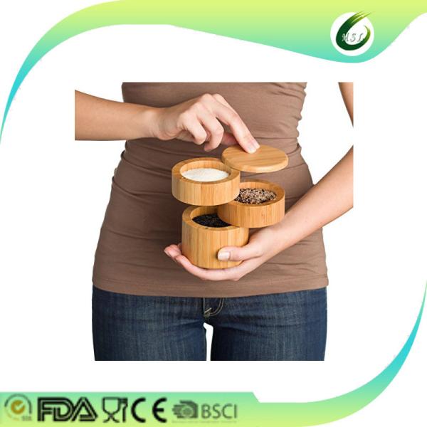 Natural Color Bamboo Salt And Pepper Mills , Wood Salt Shaker And Pepper Grinder