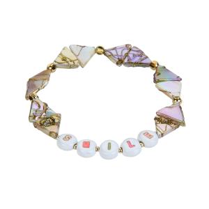 Quality Diamond Shaped Letter Bead Bracelets , Shell Stone Stretch Bracelet wholesale