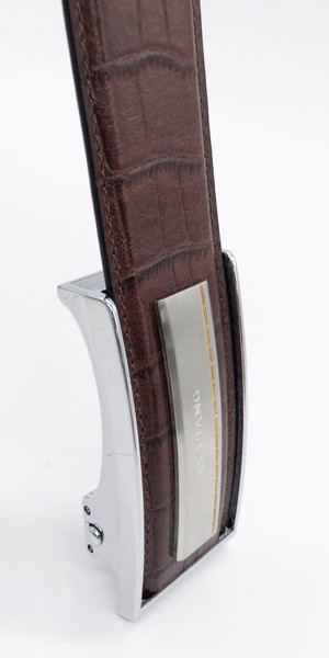 Custom Logo Matte Silver Automatic Buckle Genuine Leather Belts for Men