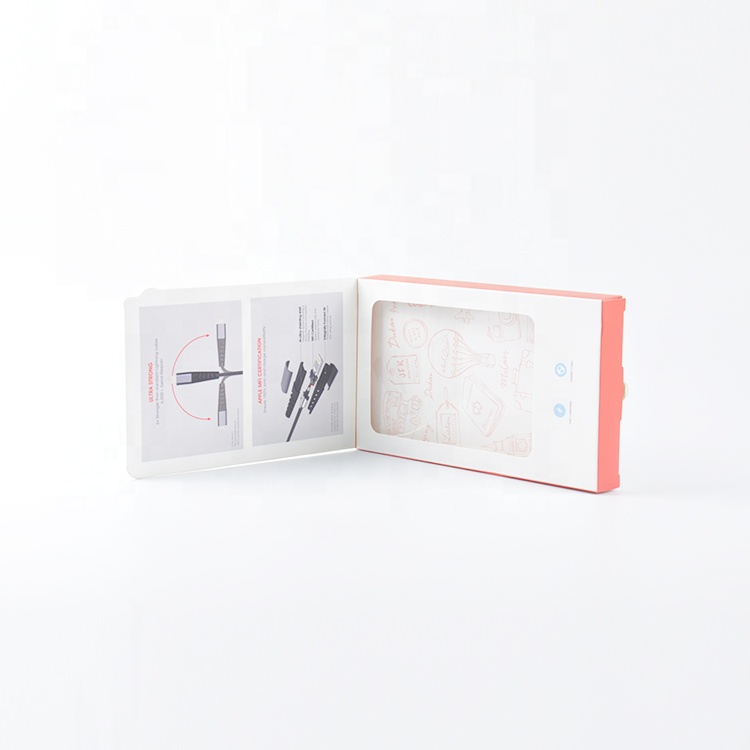 Cardboard Packing Box with Clear Window Car Charger USB Data Cable Support
