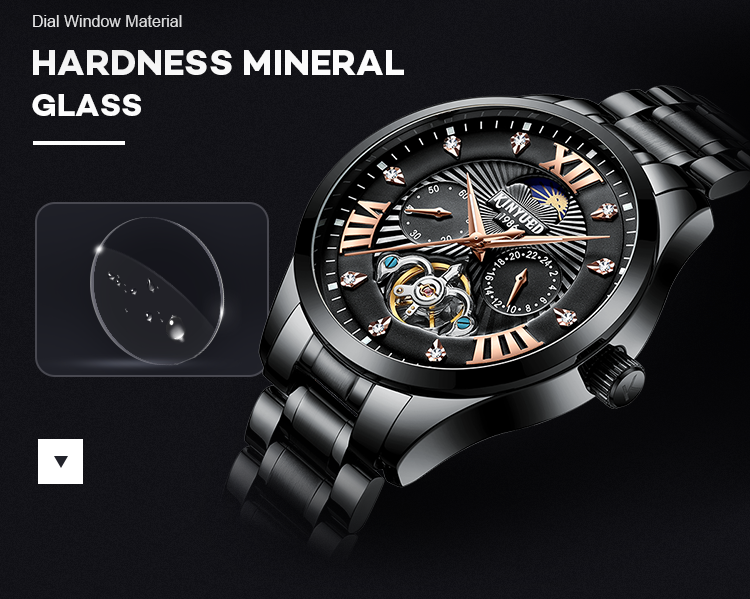 KINYUED High Quality Custom Waterproof Watch Watch Buckle Stainless Steel Automatic Mechanical Watch Men